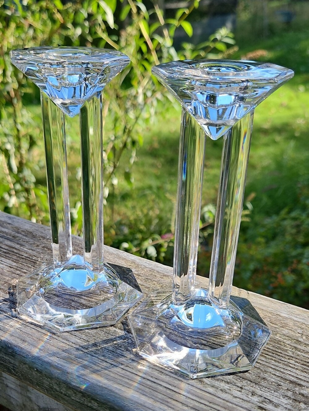 Lenox Crystal Double Pillar Candlesticks 6” Set of 2